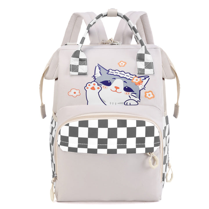 Playful Cat-Themed Multi-Pocket Backpack Bowlift
