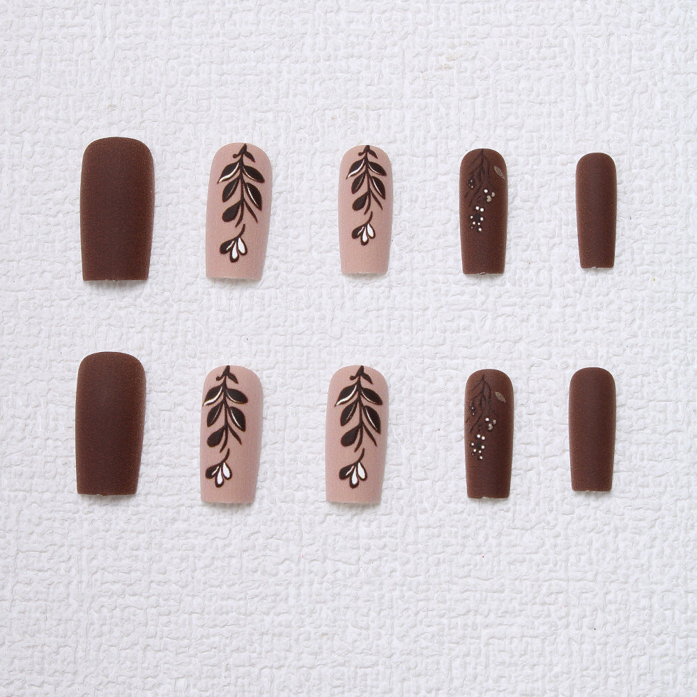 Elegant Floral Matte Press-On Nails Bowlift