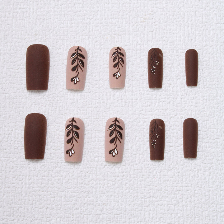 Elegant Floral Matte Press-On Nails Bowlift