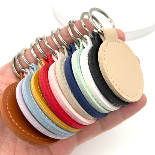 Premium Leather Round Keychain Bowlift