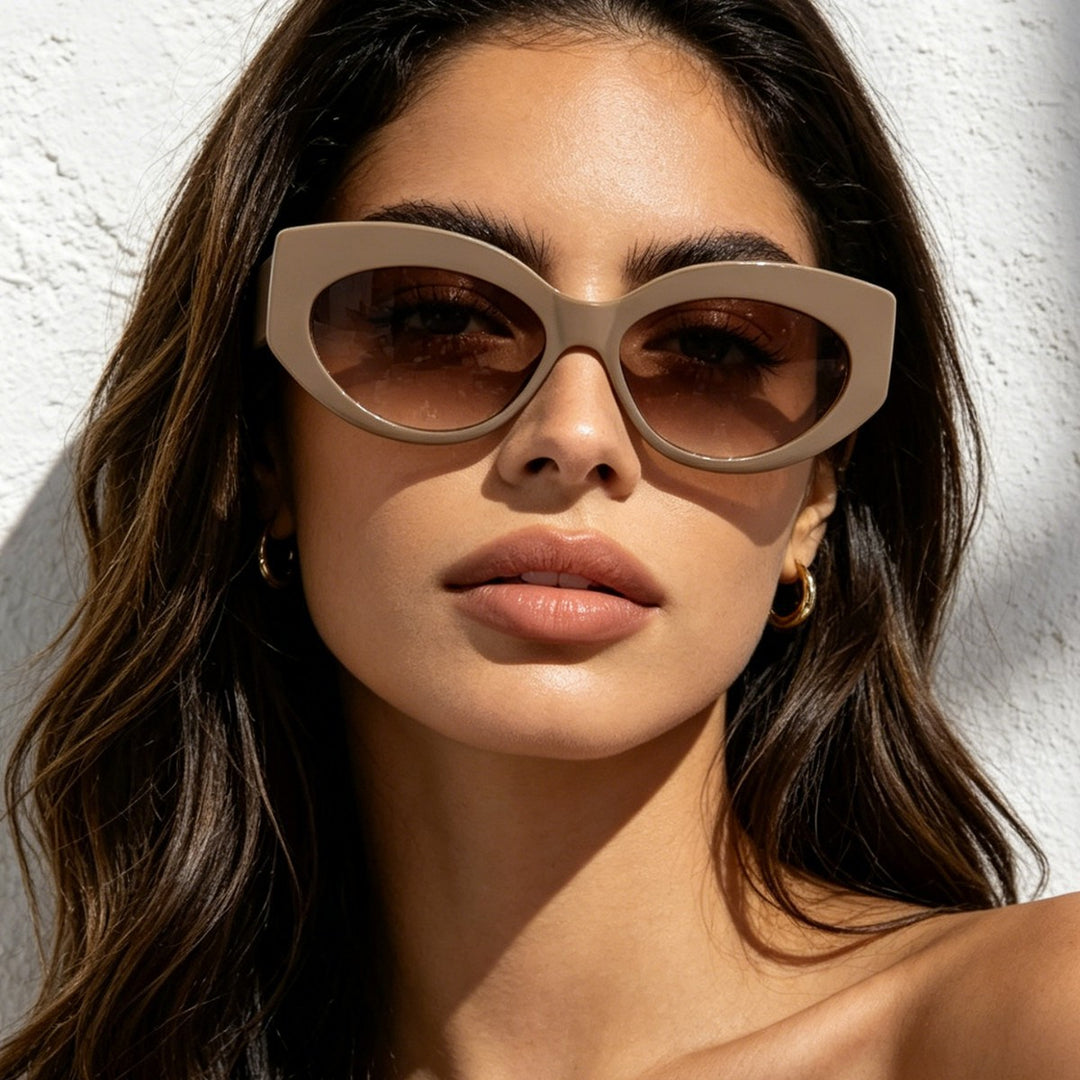 Ladies Cat-Eye Sunglasses with Playful Transparency Design Bowlift