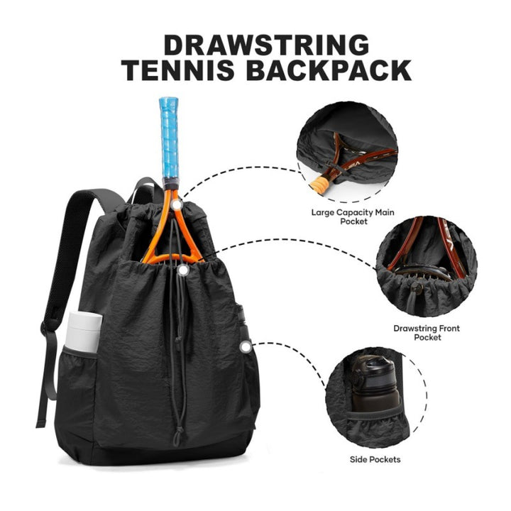 Tennis Racket Drawstring Backpack