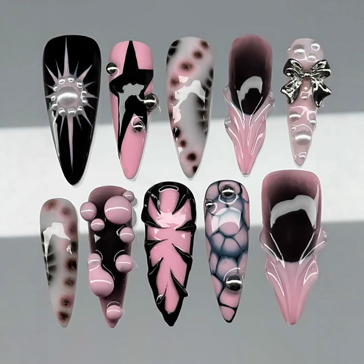 Ocean-Inspired 3D Decorative Press-On Nail Set Bowlift