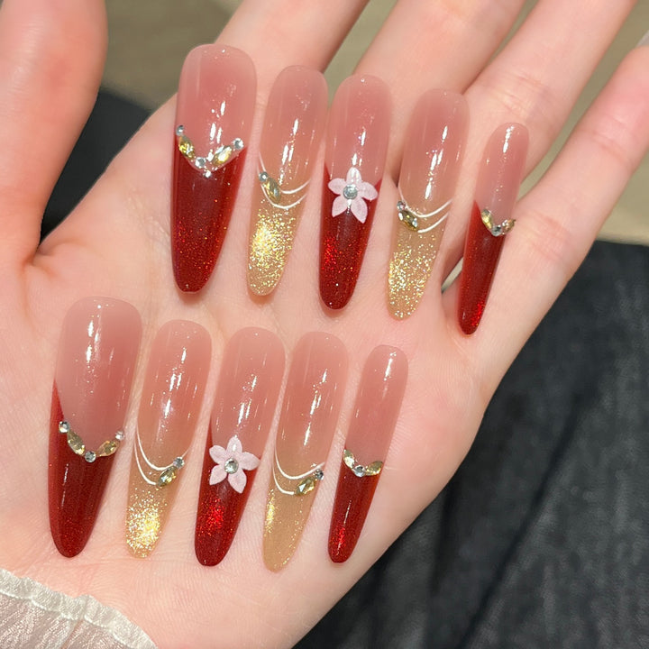 Decorative Long-Stiletto Press-On Nail Art Bowlift