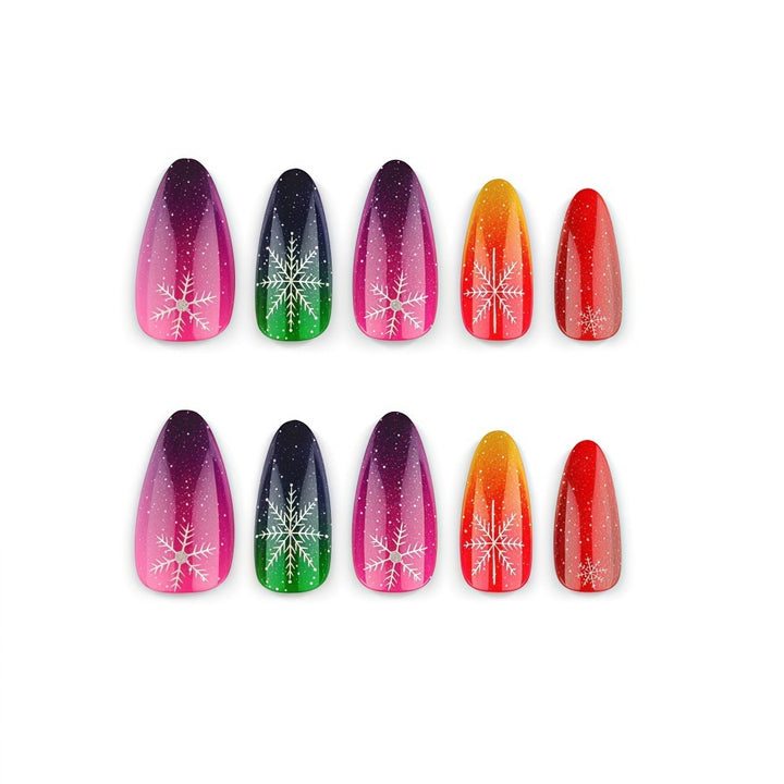 Artificial nails with snowflake motif in glitter finish Bowlift