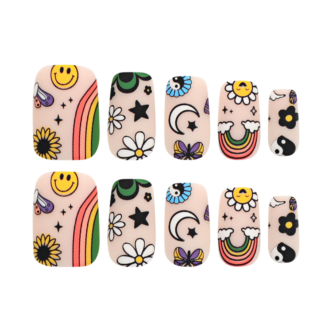 Artificial nail art with colorful motifs and creative decor Bowlift