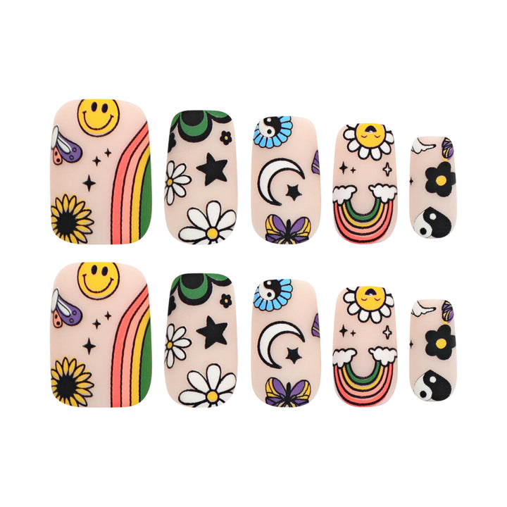 Artificial nail art with colorful motifs and creative decor Bowlift