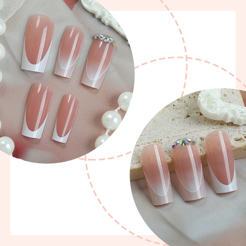 Artificial nail set with elegant ombre accents and seductive rhinestones Bowlift