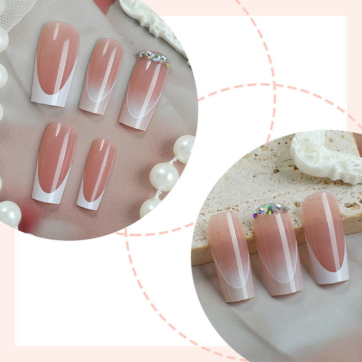 Artificial nail set with elegant ombre accents and seductive rhinestones Bowlift