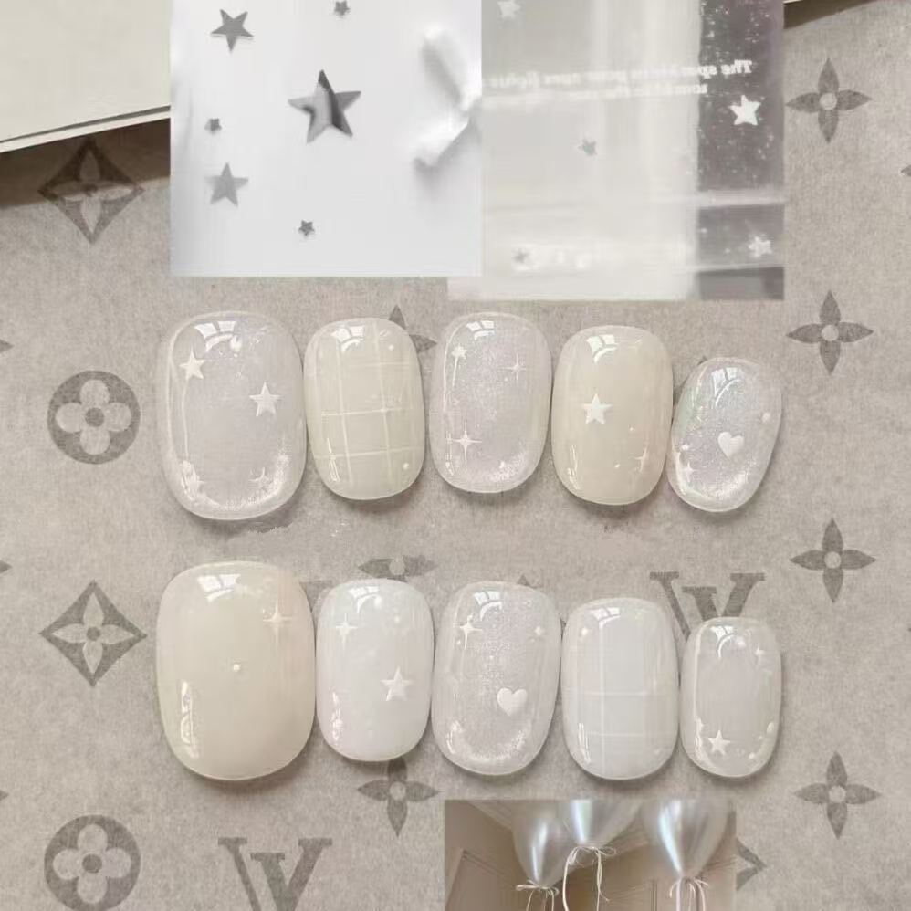 Elegant Press-On Nail Art Set with Bow and Dots Bowlift