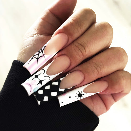 Artistic Spider Web-Design Press-On Nails Bowlift