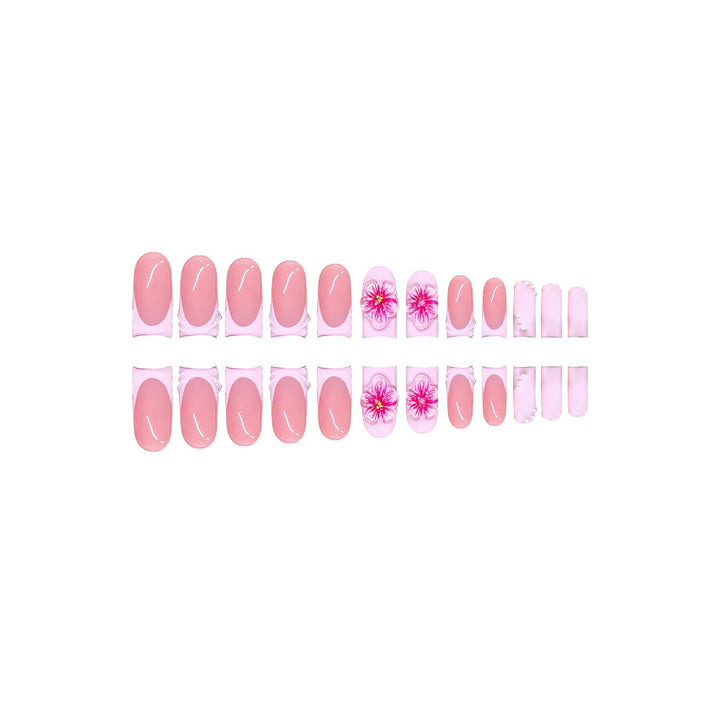 Decorative Floral Press-On Nail Extensions Bowlift