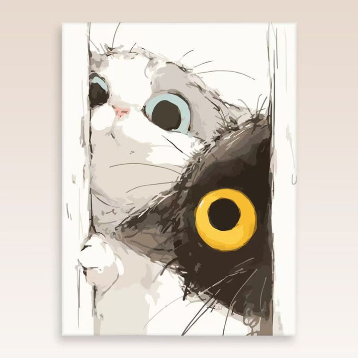 Whimsical Cat Portrait Wall Art Bowlift