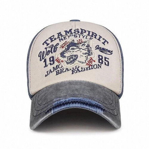 Men's Vintage-Inspired Wolf Graphic Baseball Cap Bowlift
