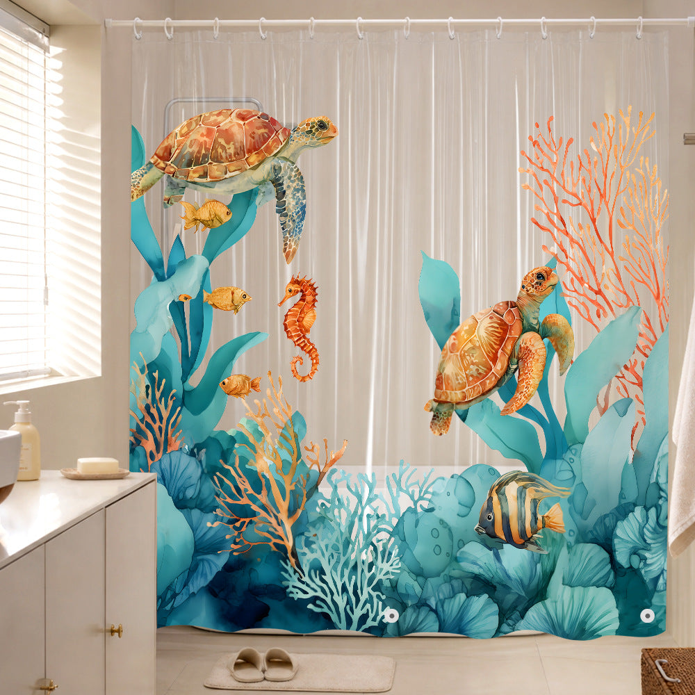 Underwater-themed Shower Curtain Bowlift