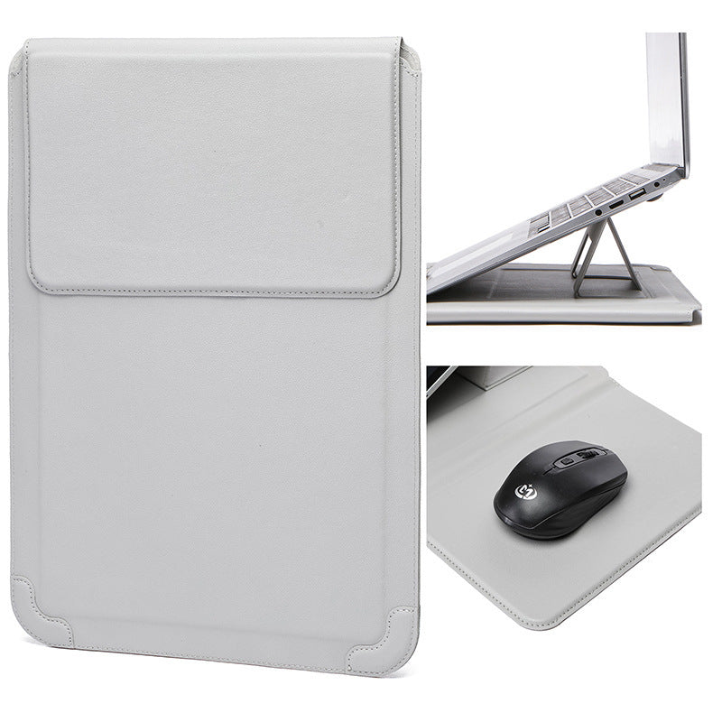 Padded laptop sleeve with integrated foldable stand and mouse pad Bowlift