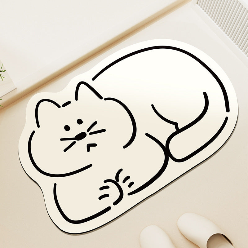 Cute Cat-Shaped Plush Bath Rug