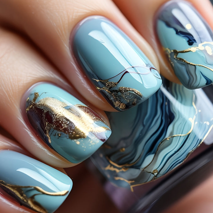 Artistic Marble Effect Nail Design Bowlift