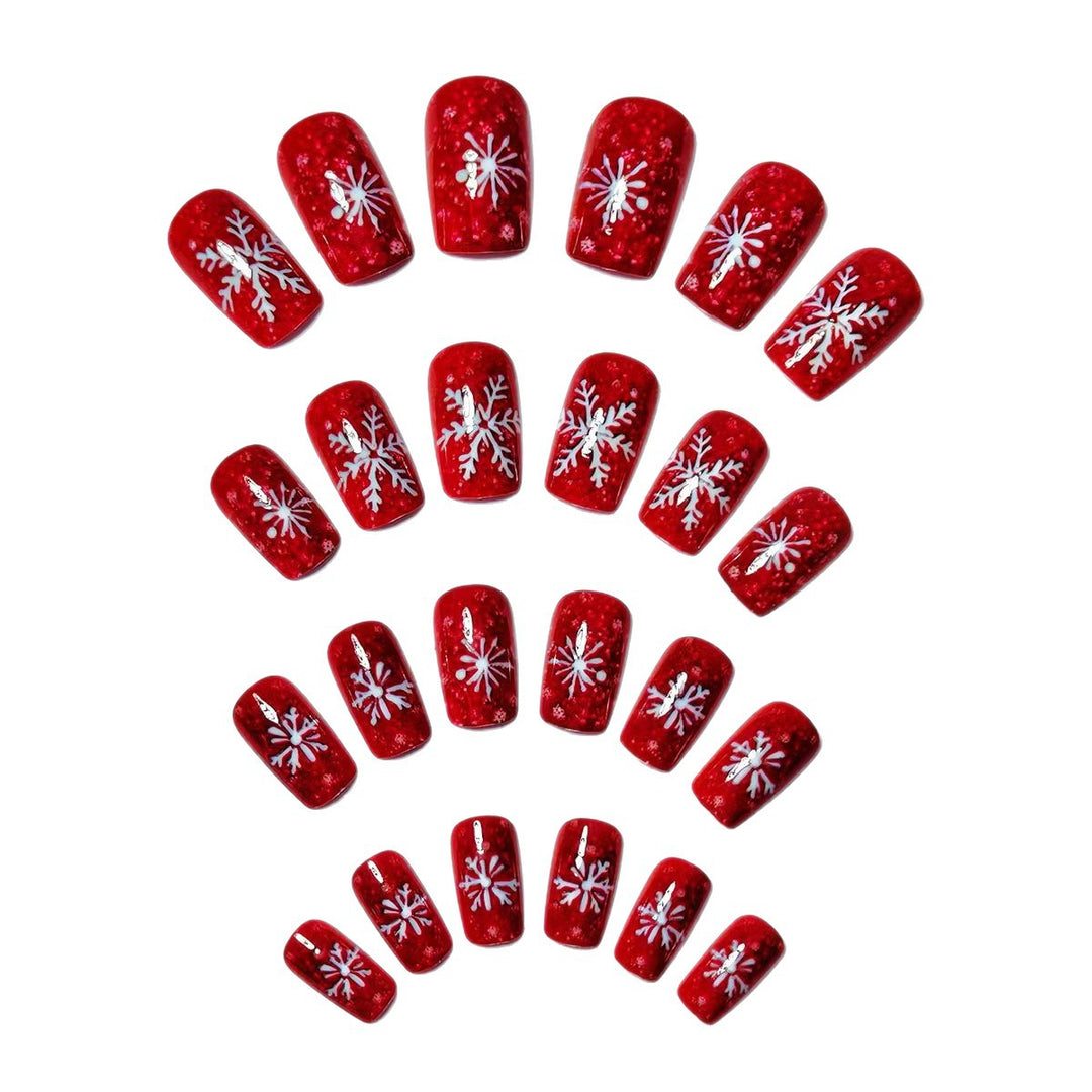 Snowflake Design Acrylic Nail Art Bowlift
