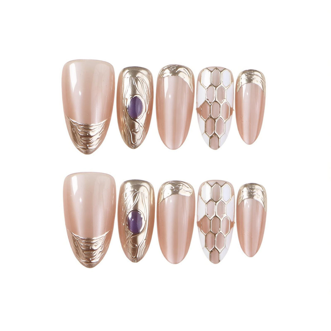 Luxurious Decorative Press-On Nail Set Bowlift