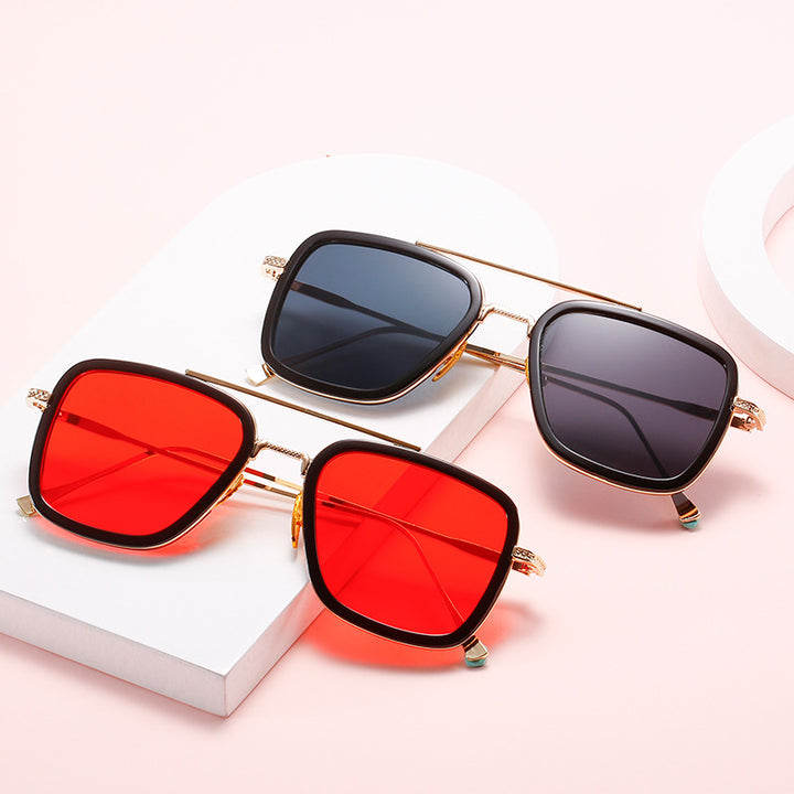 Women's fashionable square sunglasses with luxurious metal frame Bowlift