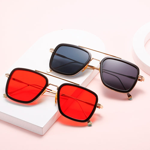 Women's fashionable square sunglasses with luxurious metal frame Bowlift