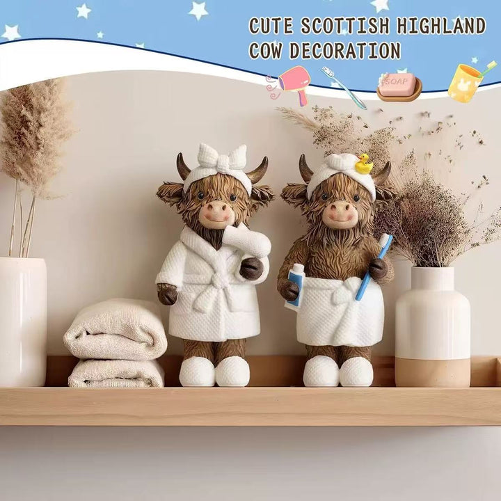 Funny Highland Cattle Bathroom Figure Bowlift