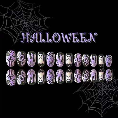 Halloween Artificial Nail Set with Spooky Designs Bowlift