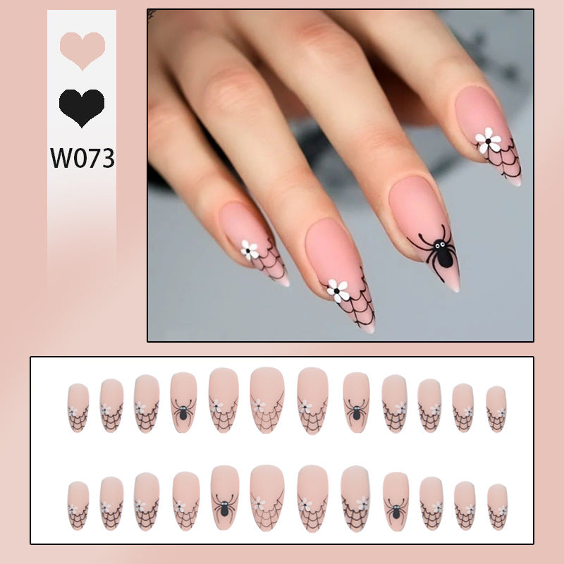 Creative artificial nails with spider web design Bowlift