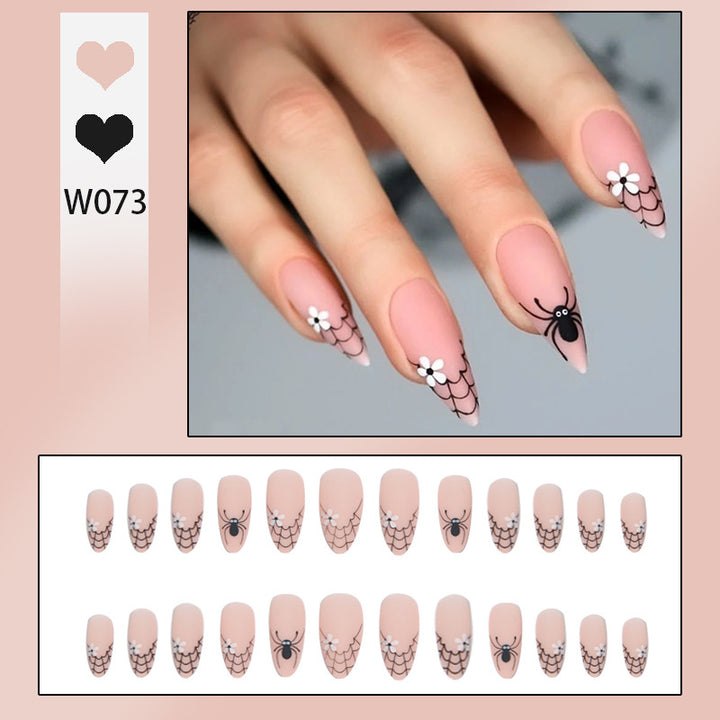 Creative artificial nails with spider web design Bowlift
