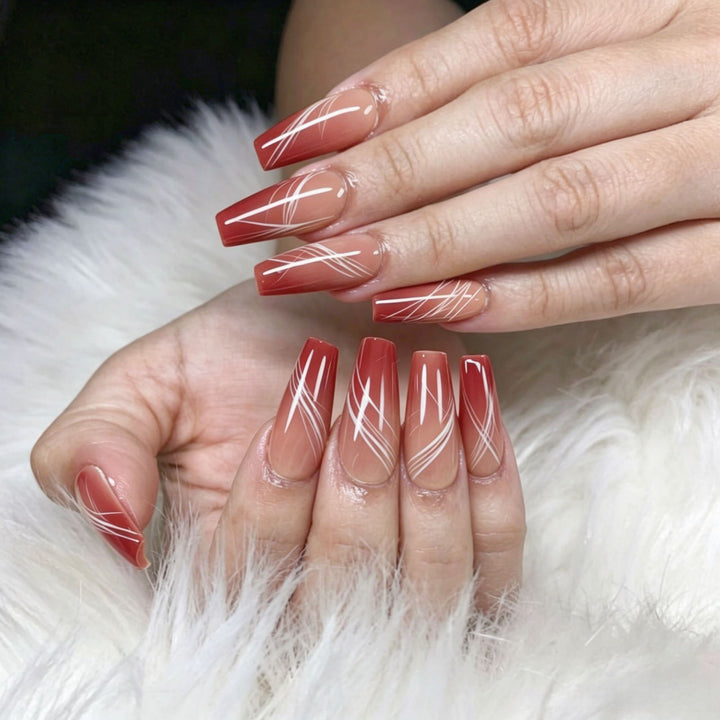 Artificial nails with modern geometric designs Bowlift