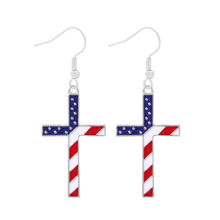 Women's lightweight star earrings with enamel flag design and fishhook Bowlift