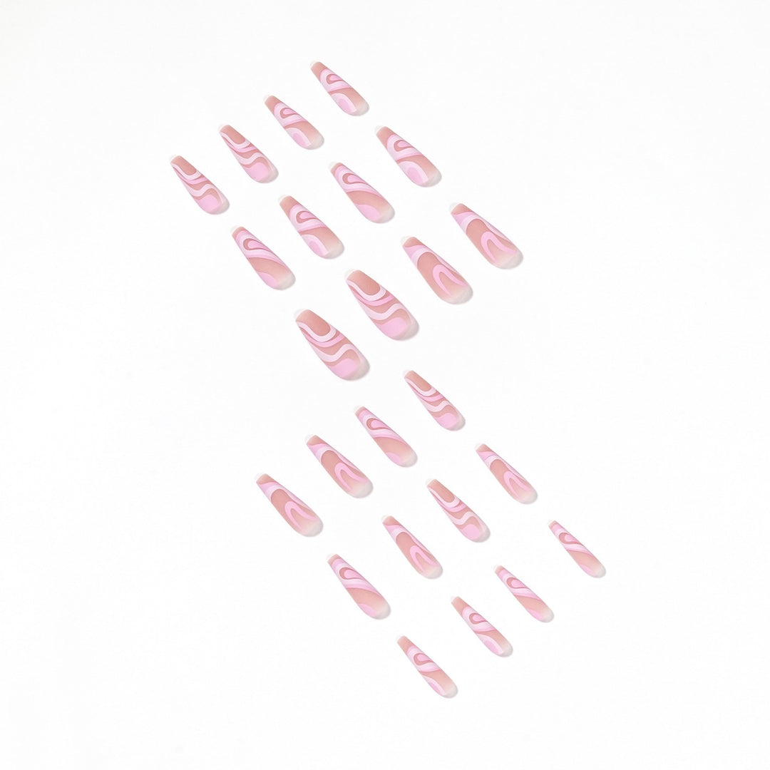 Artificial nail extensions with elegant wave design Bowlift