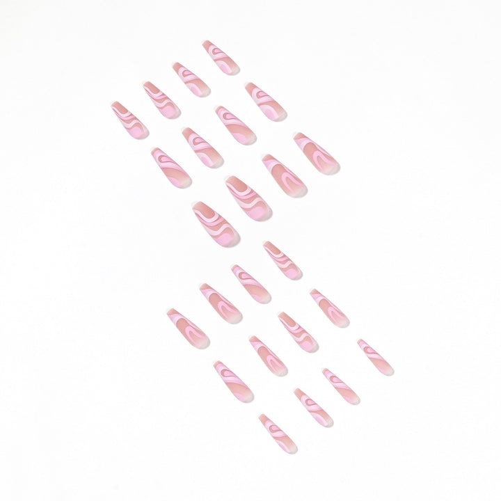 Artificial nail extensions with elegant wave design Bowlift