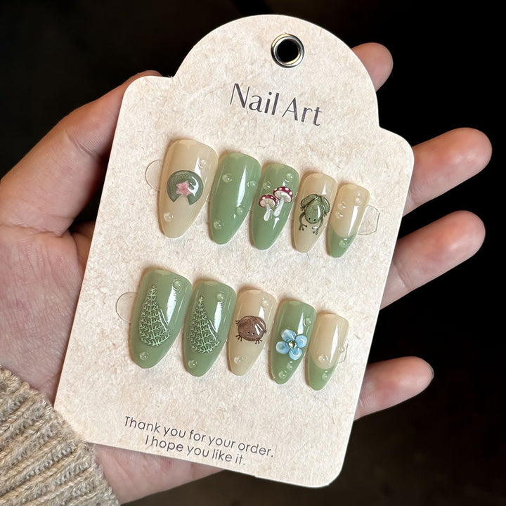 Nature-Themed Artistic Press-On Nails Bowlift