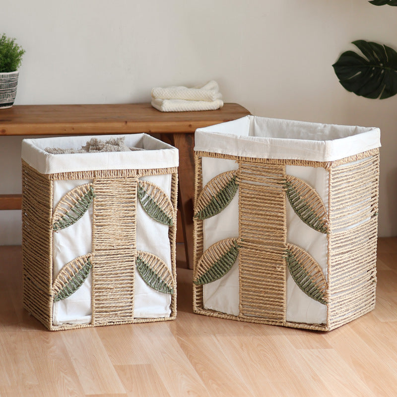 Elegant laundry basket made of natural wicker with fabric lining Bowlift