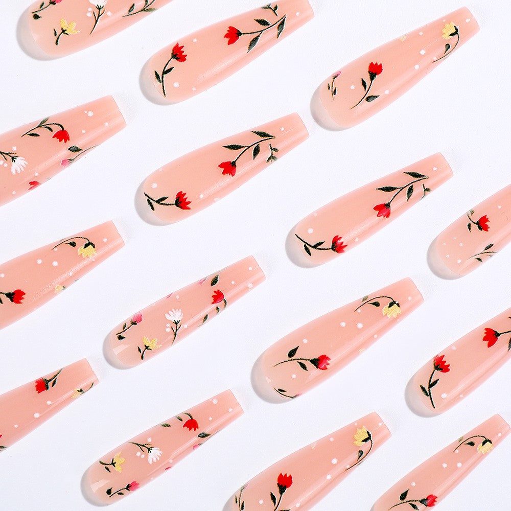 Elegant artificial nails with floral decorations Bowlift