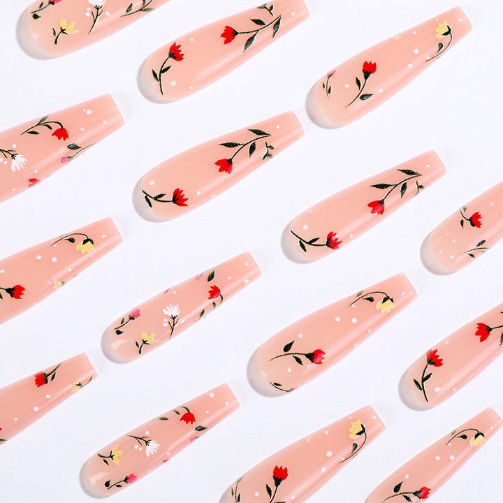 Elegant artificial nails with floral decorations Bowlift