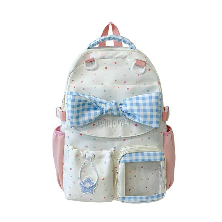 Bow-Embellished Multi-Pocket Backpack Bowlift