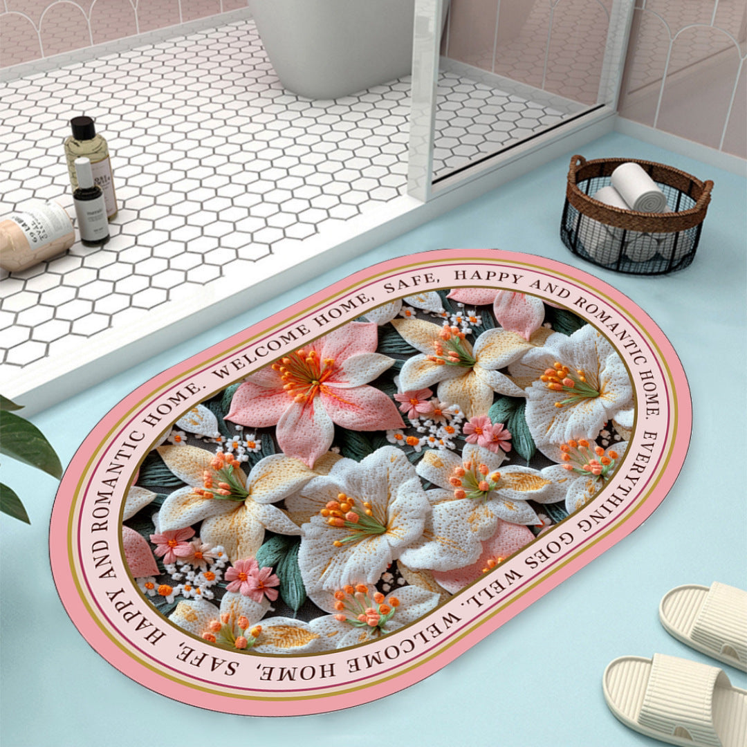 Floral Design Bath Mat Bowlift