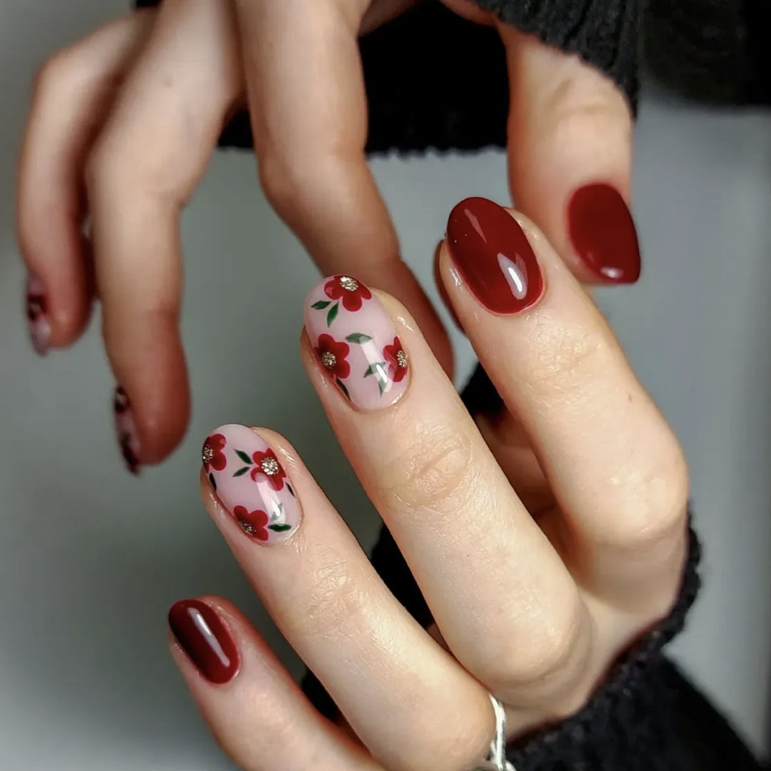 Floral Accent Nail Art Extensions Bowlift