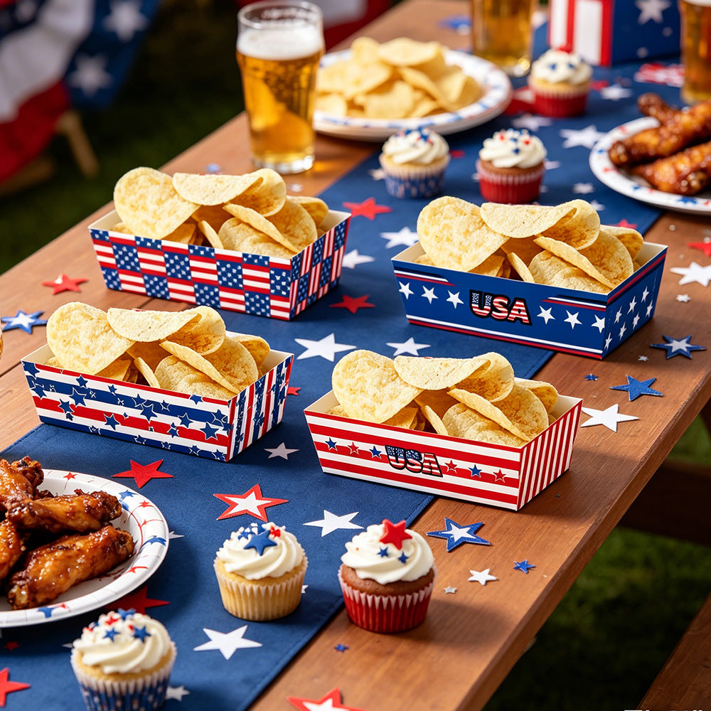 Unisex nan decorative gift boxes made of sturdy cardboard with foldable plug bottom and Americana star-and-stripes pattern Bowlift