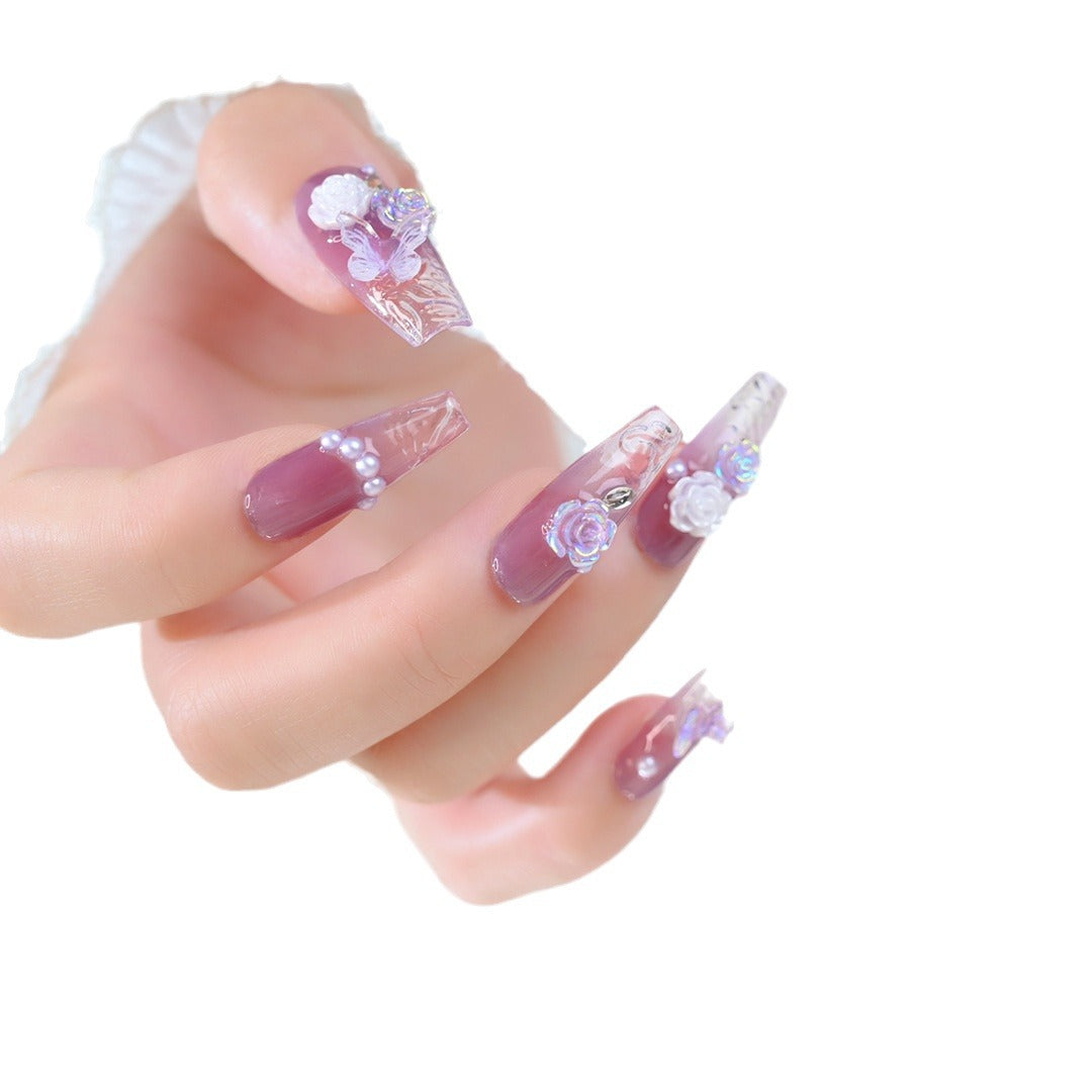 Floral Embellished Press-On Nail Set Bowlift