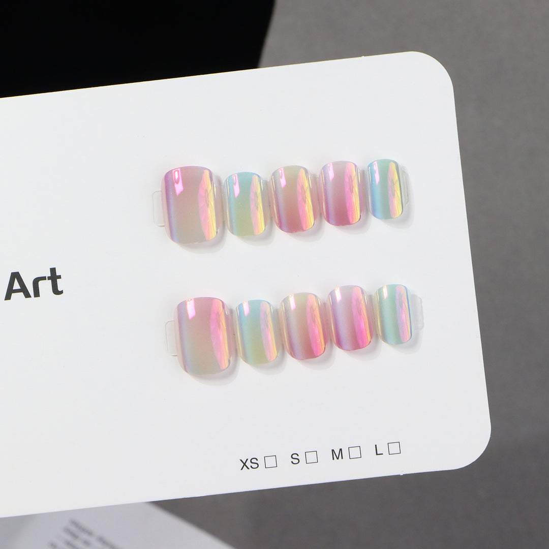 Iridescent Press-On Nail Art Set Bowlift