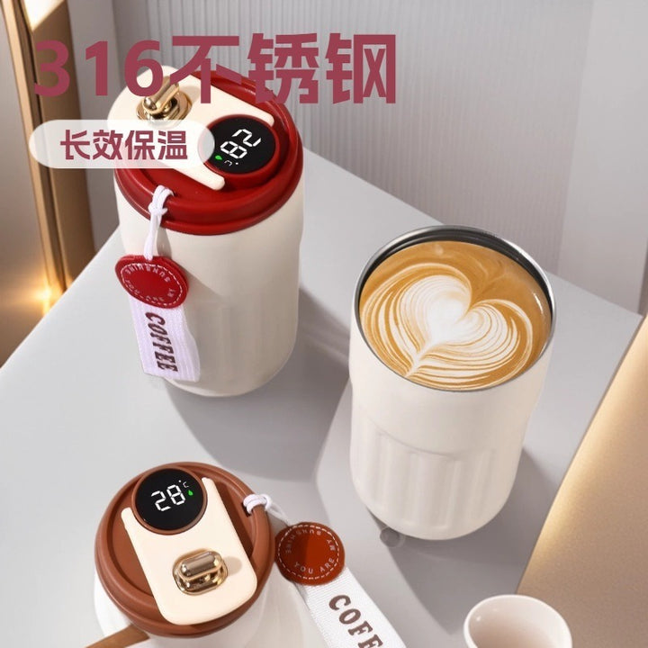 Insulated Stainless Steel Travel Coffee Tumbler with Leakproof Lid and Carry Strap Bowlift