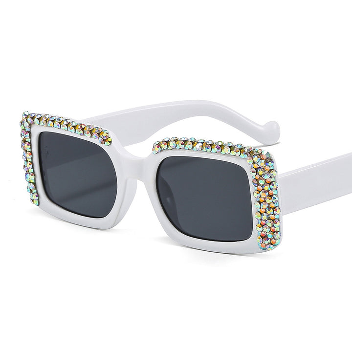 Women's Glamorous Square Sunglasses with Sparkling Crystal Frame Bowlift