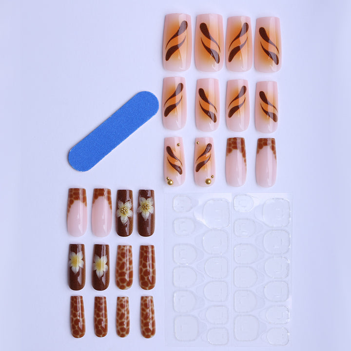 Exquisite Floral and Animal Design Artificial Nails Bowlift