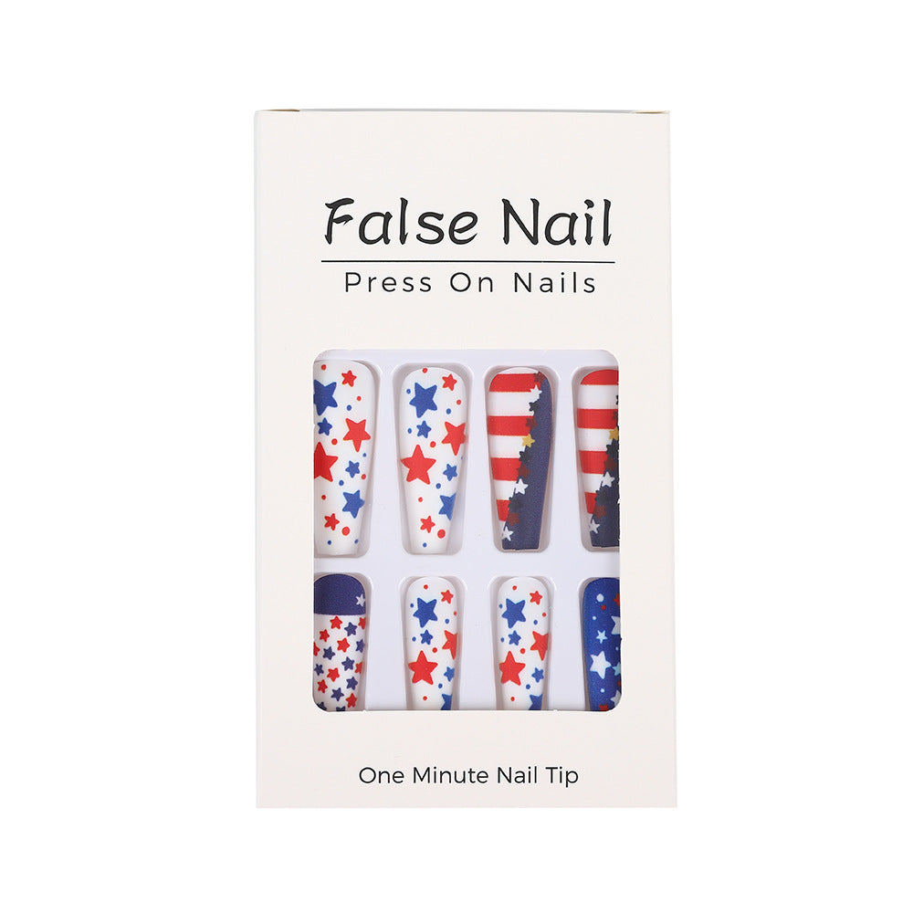 Artificial nails with patriotic star design Bowlift