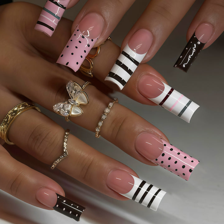 Decorative Long Press-On Nail Art Tips Bowlift