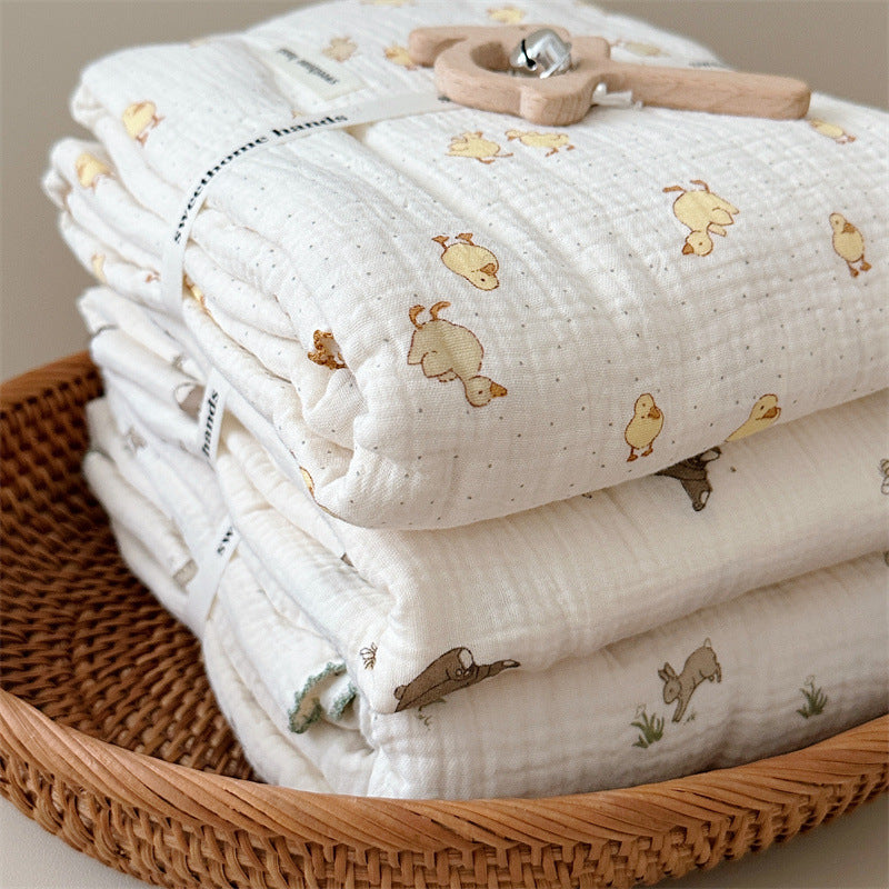 Unisex Mull blanket with cute bear design Bowlift
